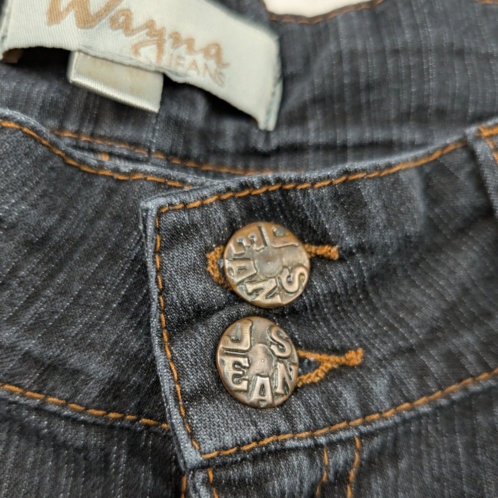 VTG Wanya Jeans Women's 28x33 Black Faded Slim Low Rise Bootcut Embroidered Y2K - Picture 10 of 12